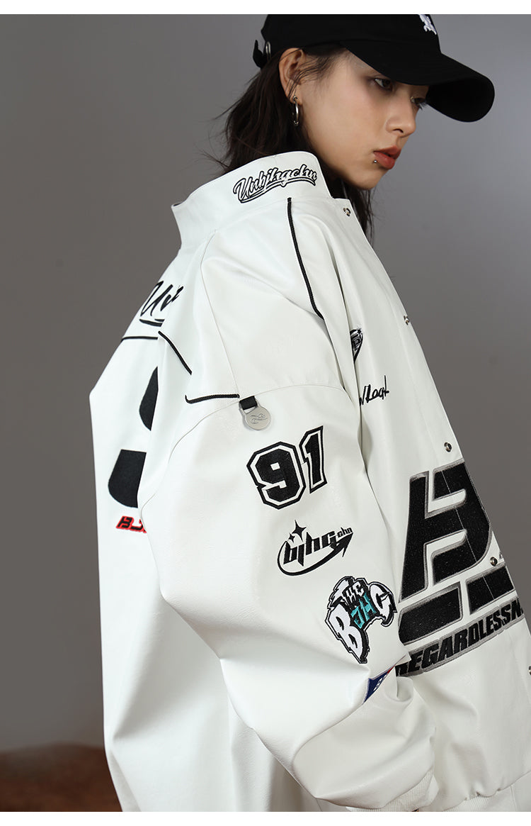 BJHG Distressed Biker Jacket with Patches