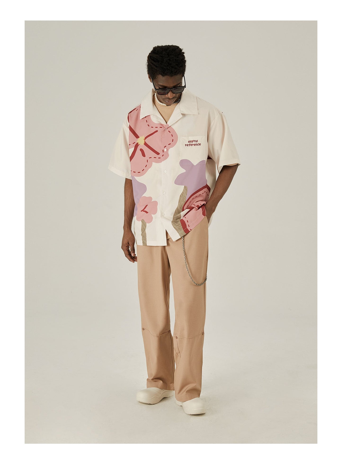 Loose Floral Print Button-Up Shirt - EMPTY REFERENCE