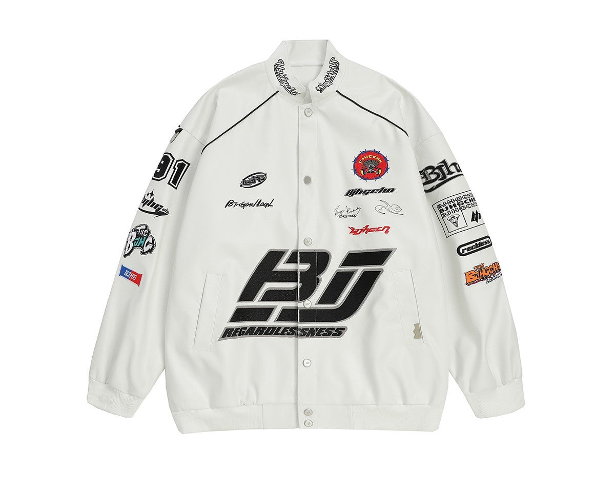 BJHG Distressed Biker Jacket with Patches