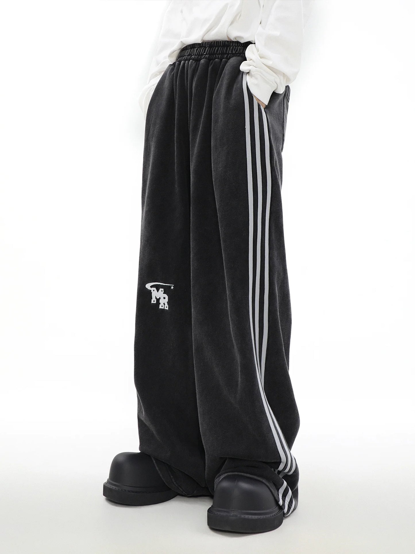 MRNEARLY Relaxed Fit Wide Leg Track Pants