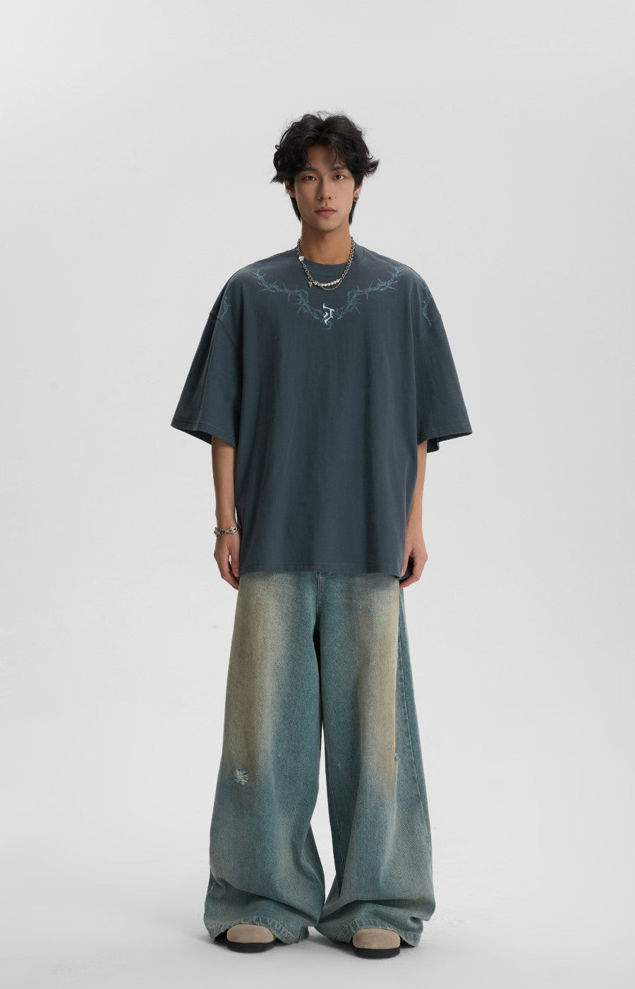 JHYQ Thorn Design Collar T-Shirt