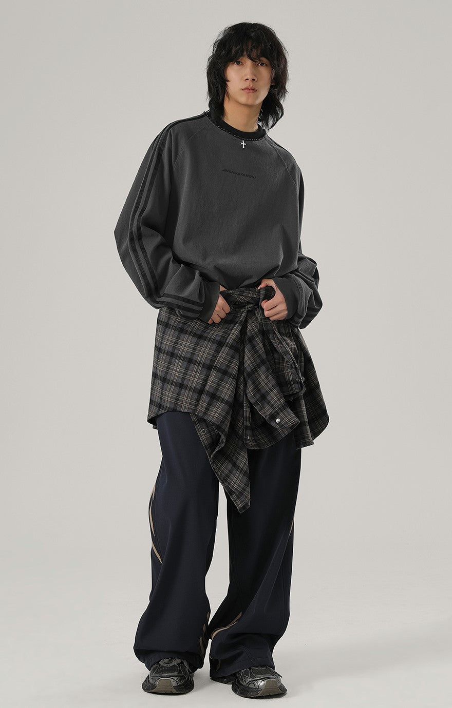 JHYQ Long Sleeve Silver Beaded Cross Top