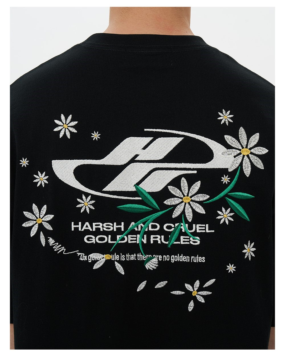Embroidered Daisies Tee: HARSH & CRUEL