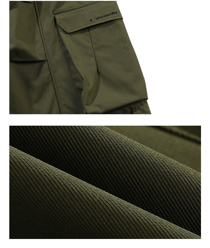 BJHG Drawstring Cargo Shorts with Pleated Design