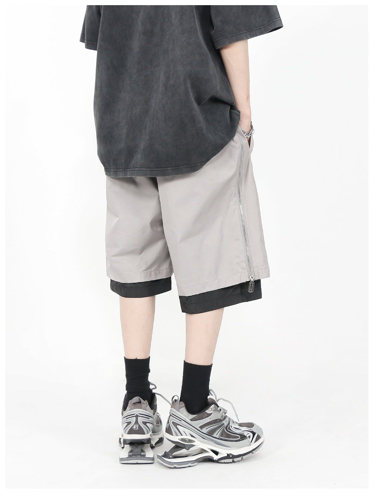 MRNEARLY Multi-Layered Zip Shorts