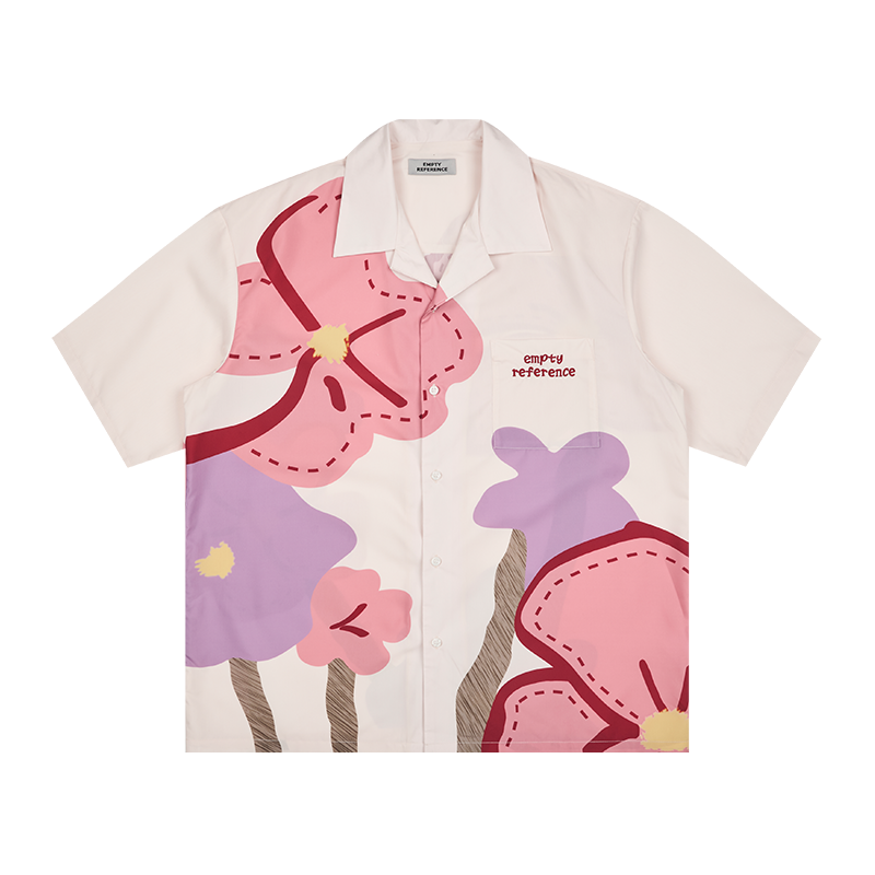 Loose Floral Print Button-Up Shirt - EMPTY REFERENCE