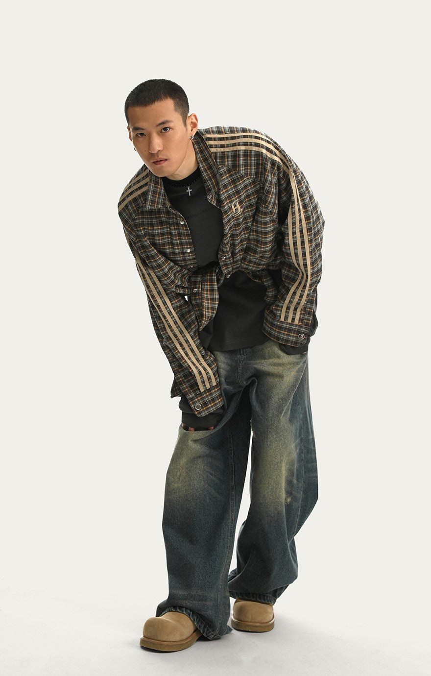 JHYQ Vintage Striped Flannel Shirt