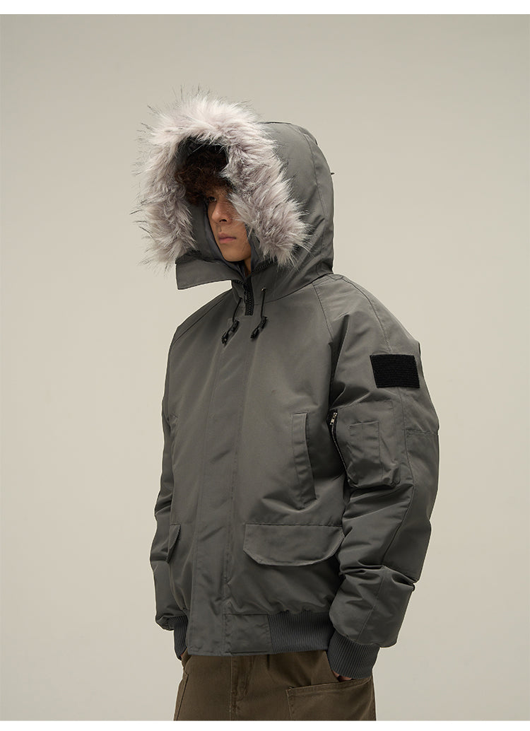 WLNEXT Faux-Fur Trim Parka Coat