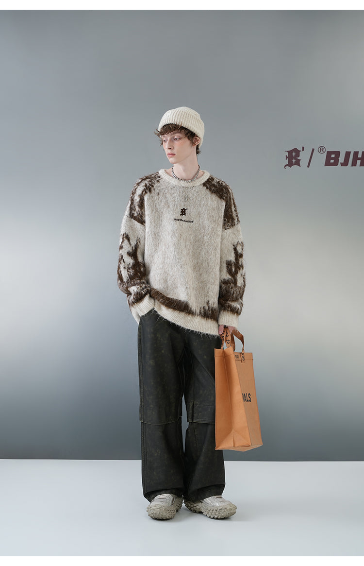 BJHG Textured Jacquard Knit Sweater