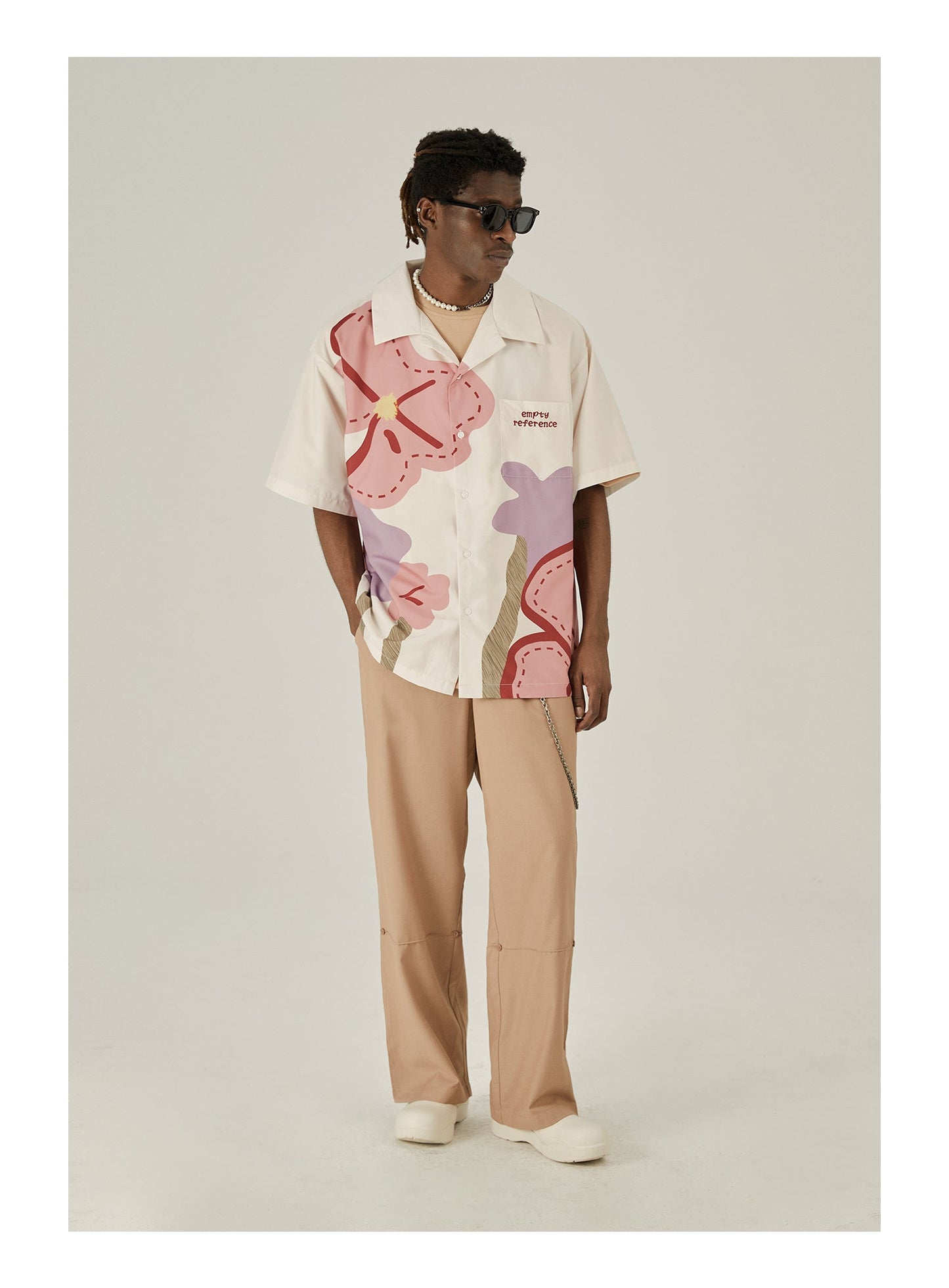 Loose Floral Print Button-Up Shirt - EMPTY REFERENCE