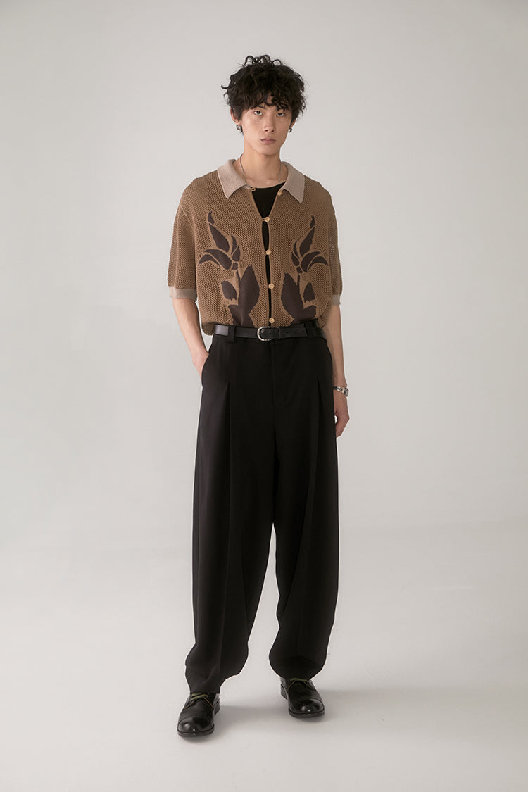 PHYSBOY Vintage Leaf Crochet Button-Up Shirt