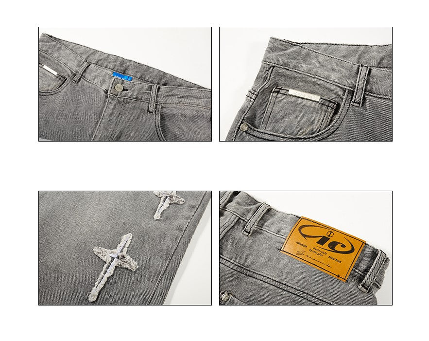 ICONSLAB Distressed Spike Denim Jeans