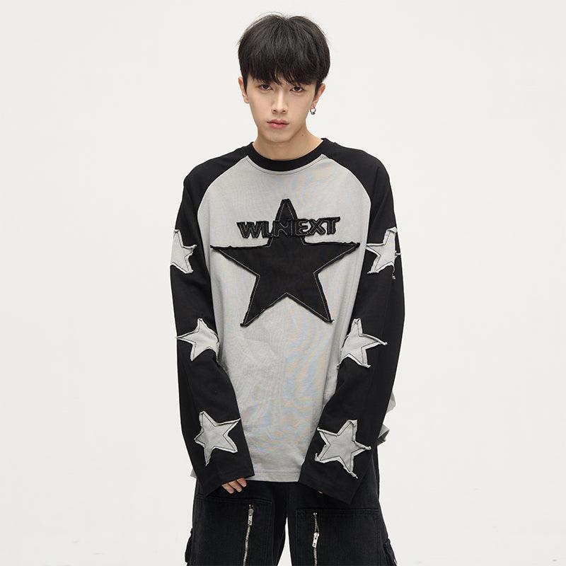 WLNEXT Colorful Patchwork Long Sleeve Shirt