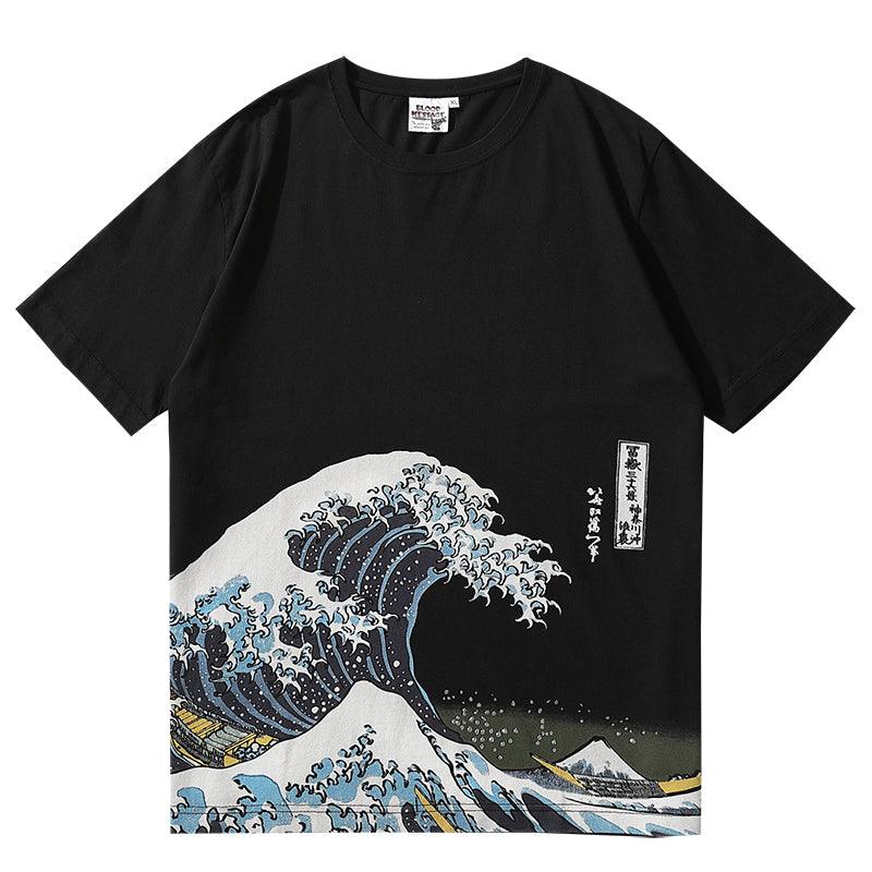 Stylish Great Wave Fitted T-Shirt