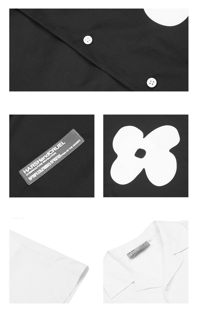 Bold and Edgy Solitary Flower Button-Up