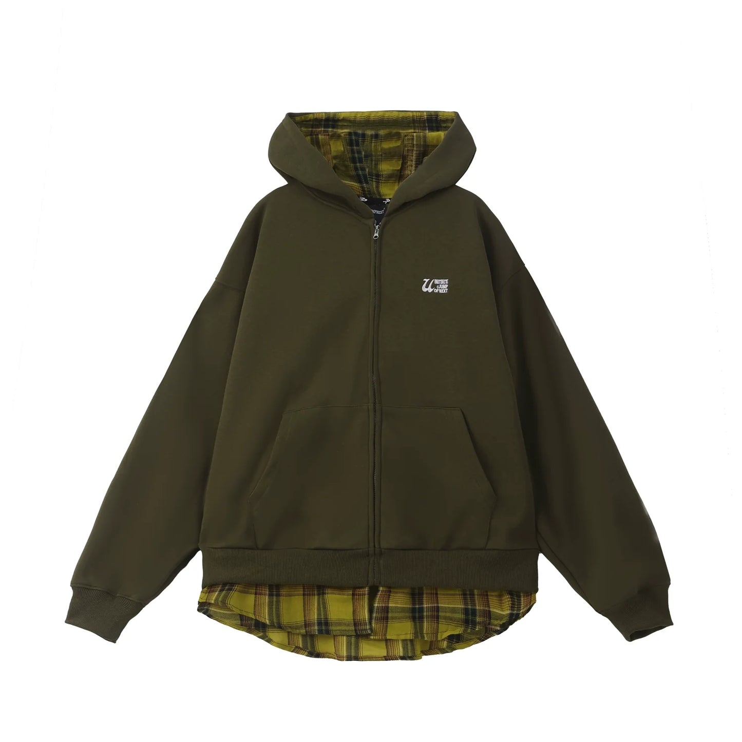 JUMPNEXT Plaid Layered Zip Jacket with Lining