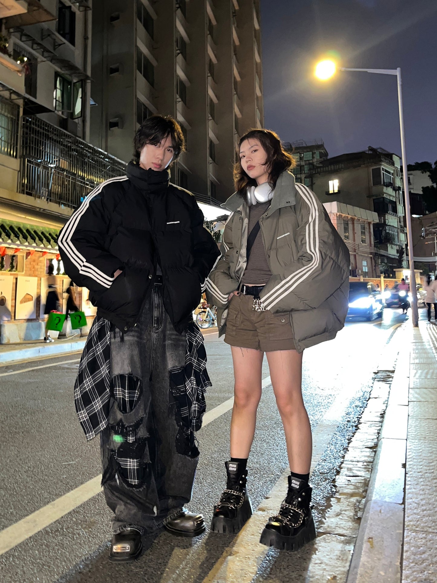 MASONPRINCE Striped Puffer Coat