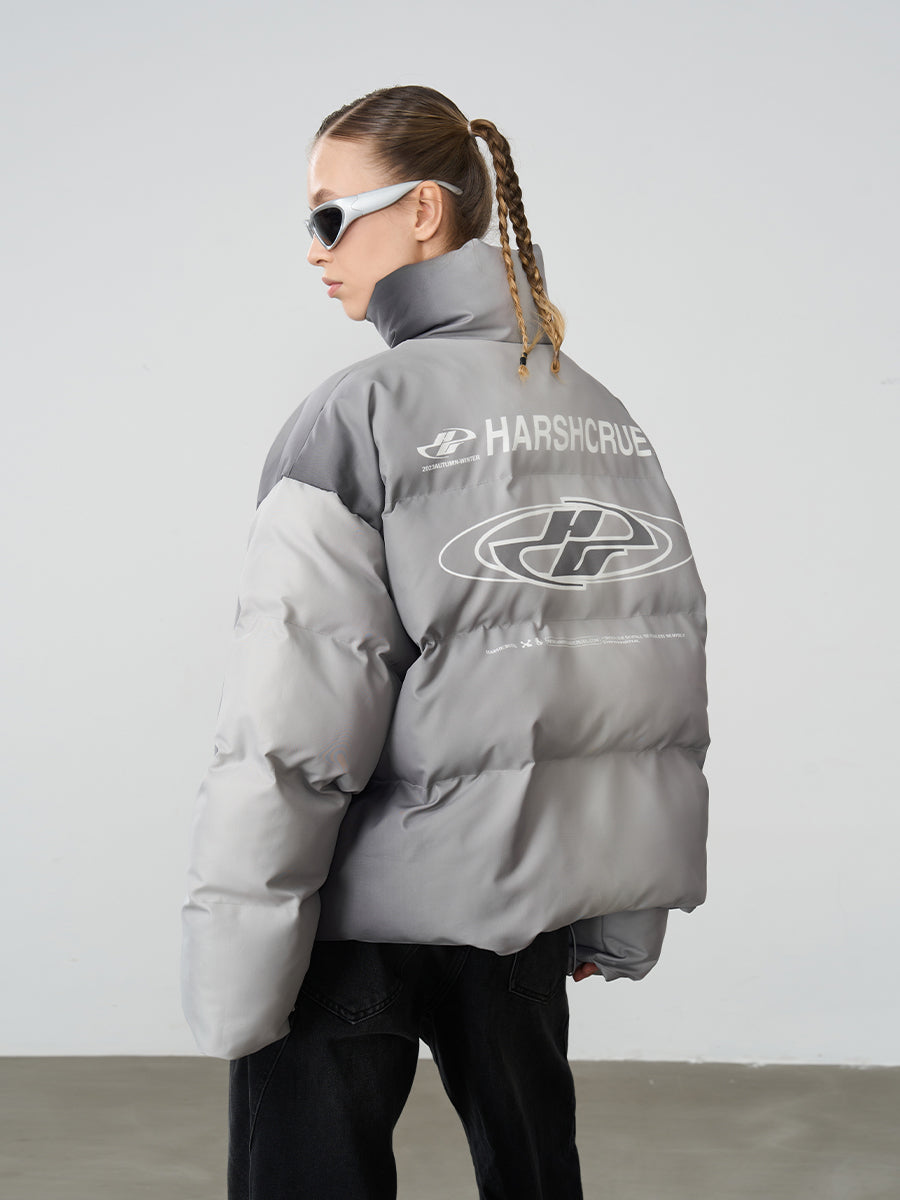 Edgy Silver-Tone Puffer Jacket