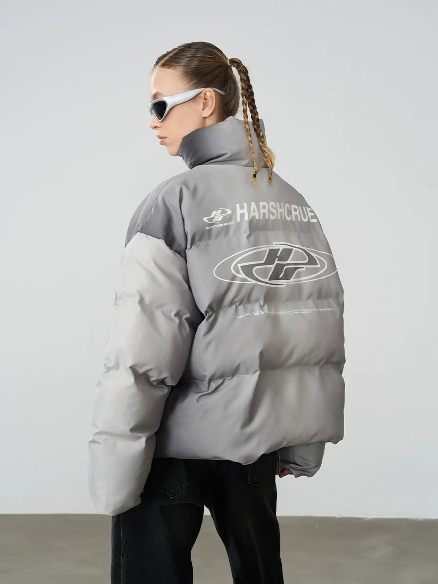 Edgy Silver-Tone Puffer Jacket