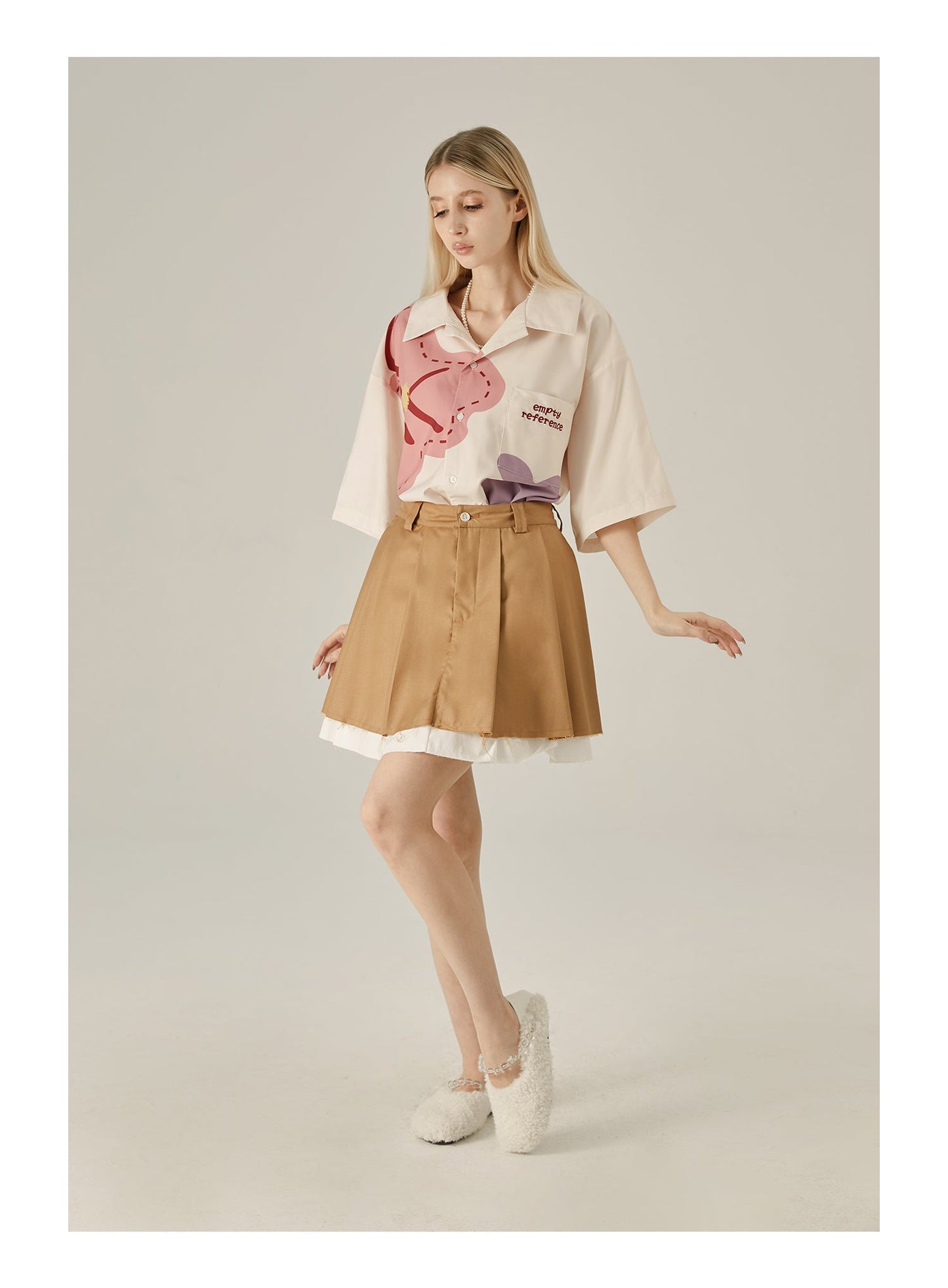 Loose Floral Print Button-Up Shirt - EMPTY REFERENCE