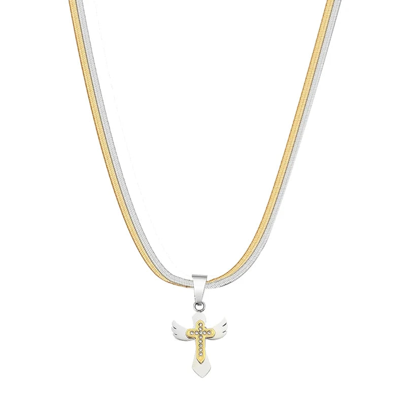 HEIMA Dual-Color Cross Necklace