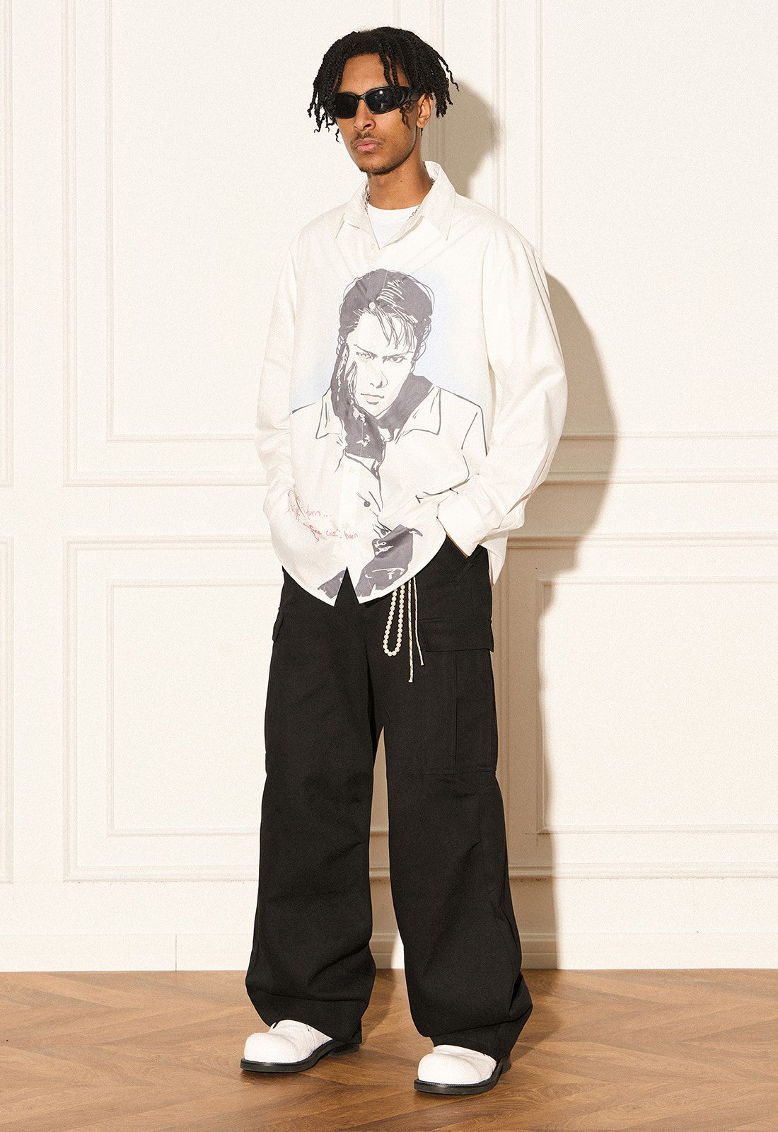 Reverse Irony Long Sleeve Button-Up Portrait Shirt