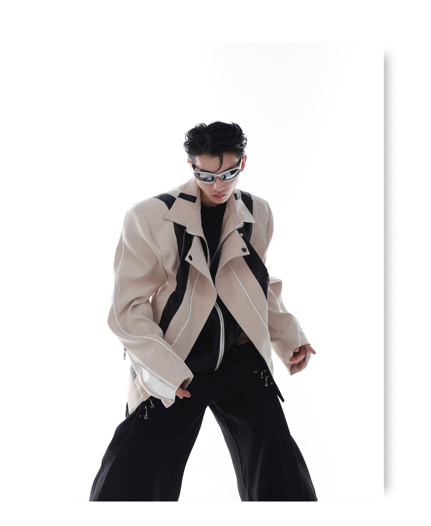 CulturE Contrast-Panel Biker Jacket