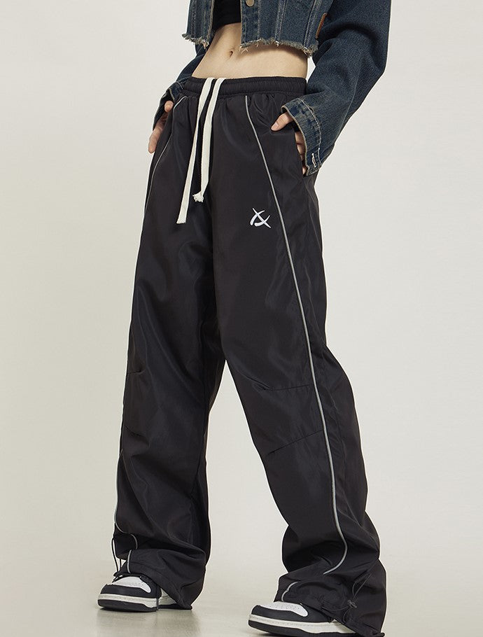 CTB Relaxed Fit Wide-Leg Track Pants