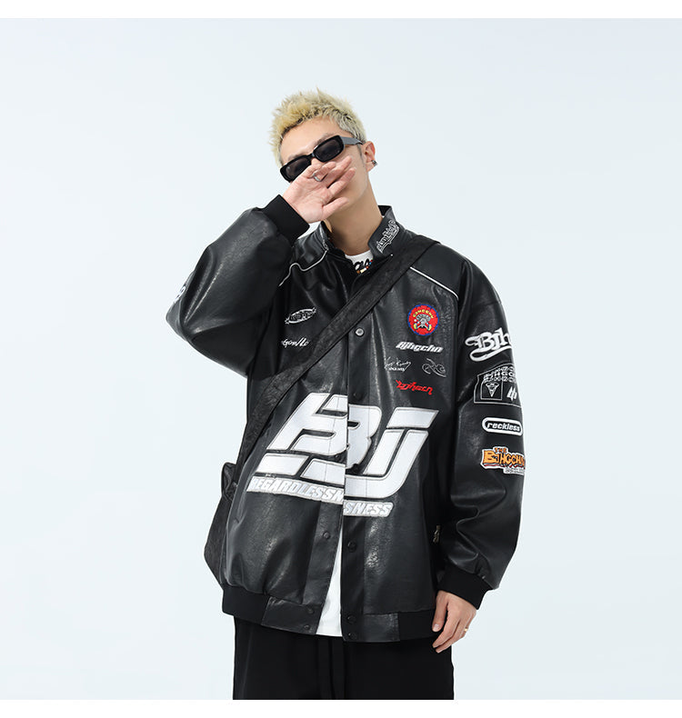 BJHG Distressed Biker Jacket with Patches