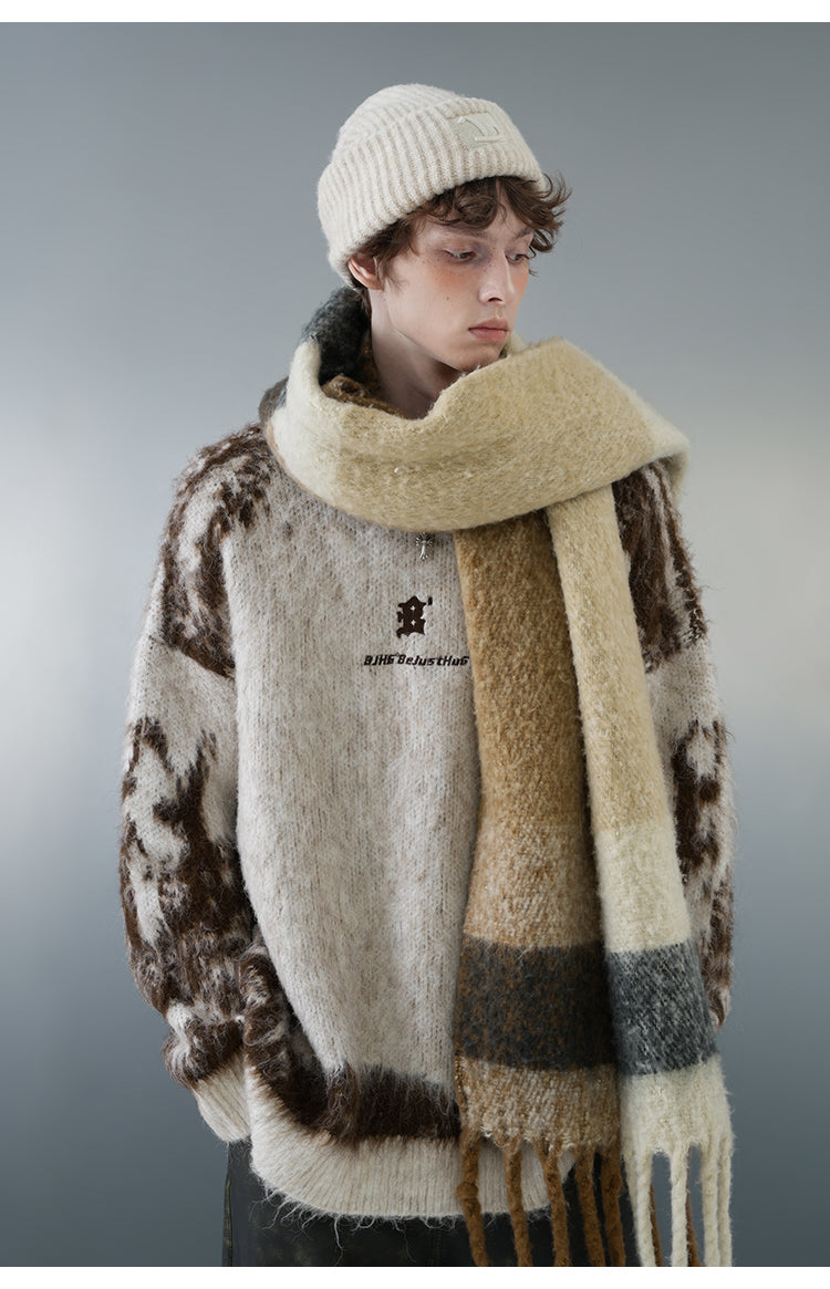 BJHG Textured Jacquard Knit Sweater