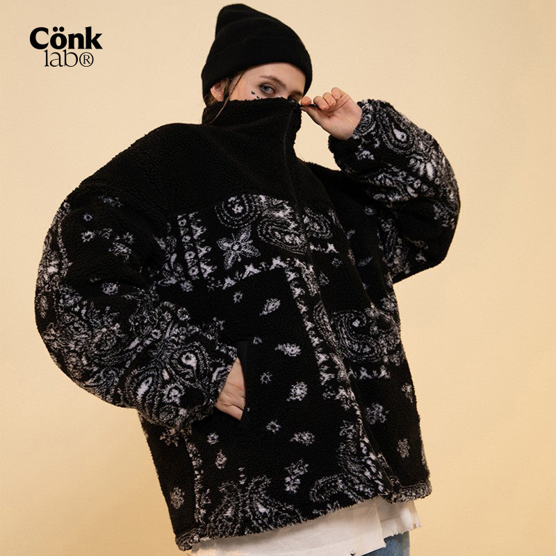 CONKLAB Fleece Jacket with Bandana Print