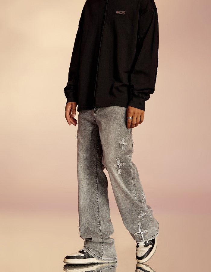 ICONSLAB Distressed Spike Denim Jeans