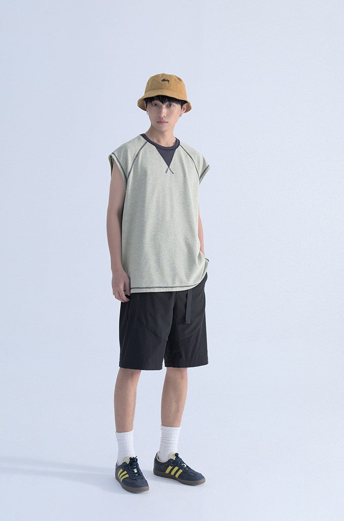 Mentmate Sleeveless Tee with Contrast Stitching
