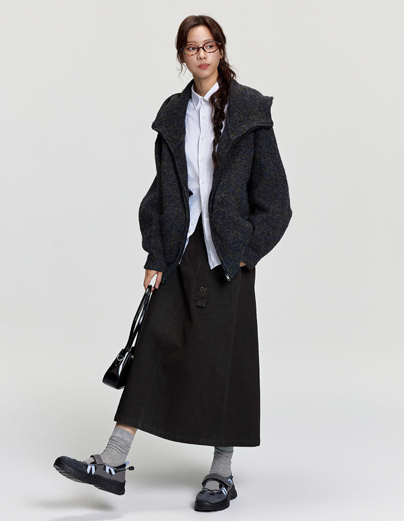 RAPPEYE Double-Zip Hooded Mohair Sweater