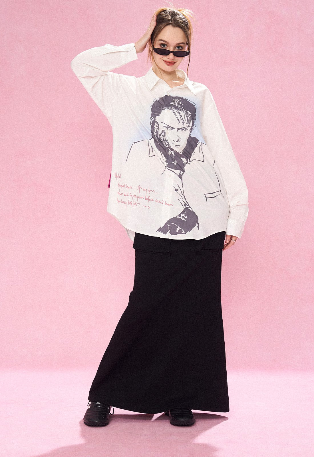 Reverse Irony Long Sleeve Button-Up Portrait Shirt