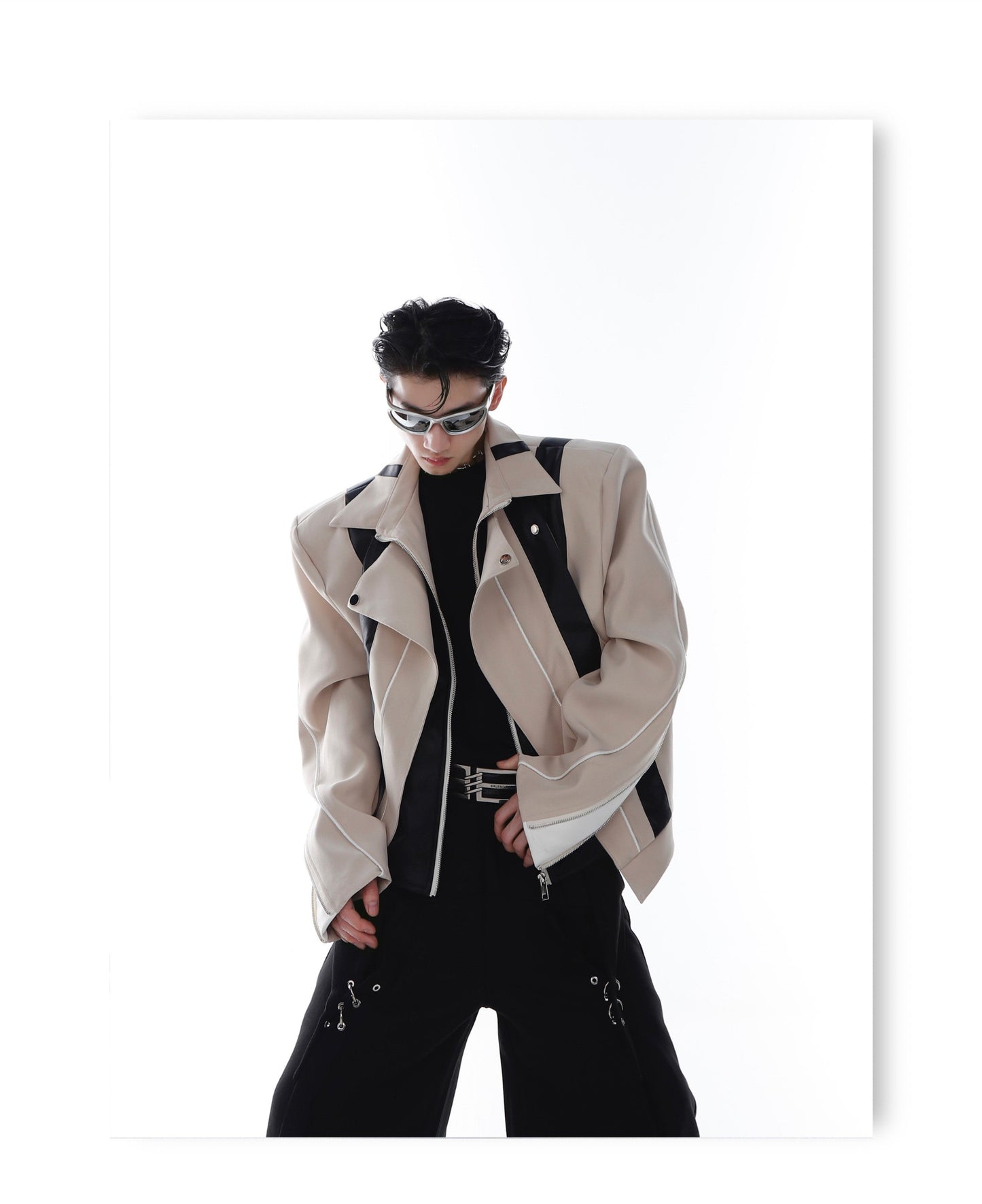 CulturE Contrast-Panel Biker Jacket