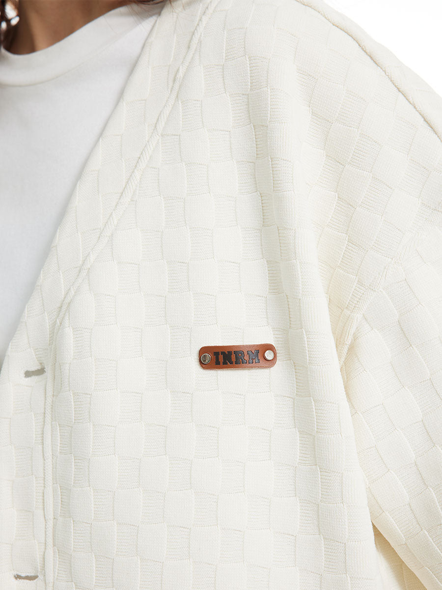 Textured Check Knit Cardigan by INRM