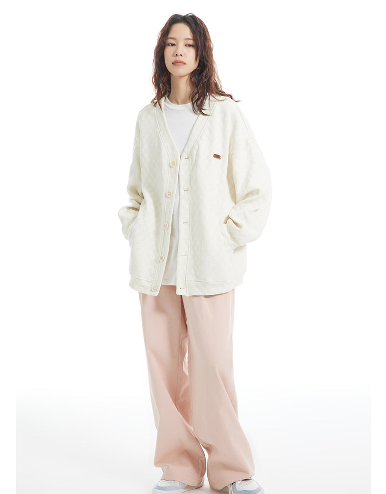 Textured Check Knit Cardigan by INRM