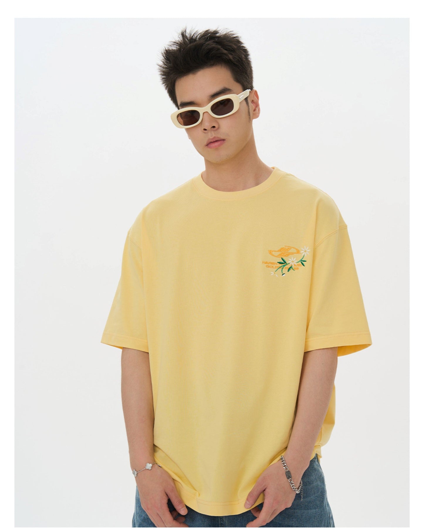 Embroidered Daisies Tee: HARSH & CRUEL