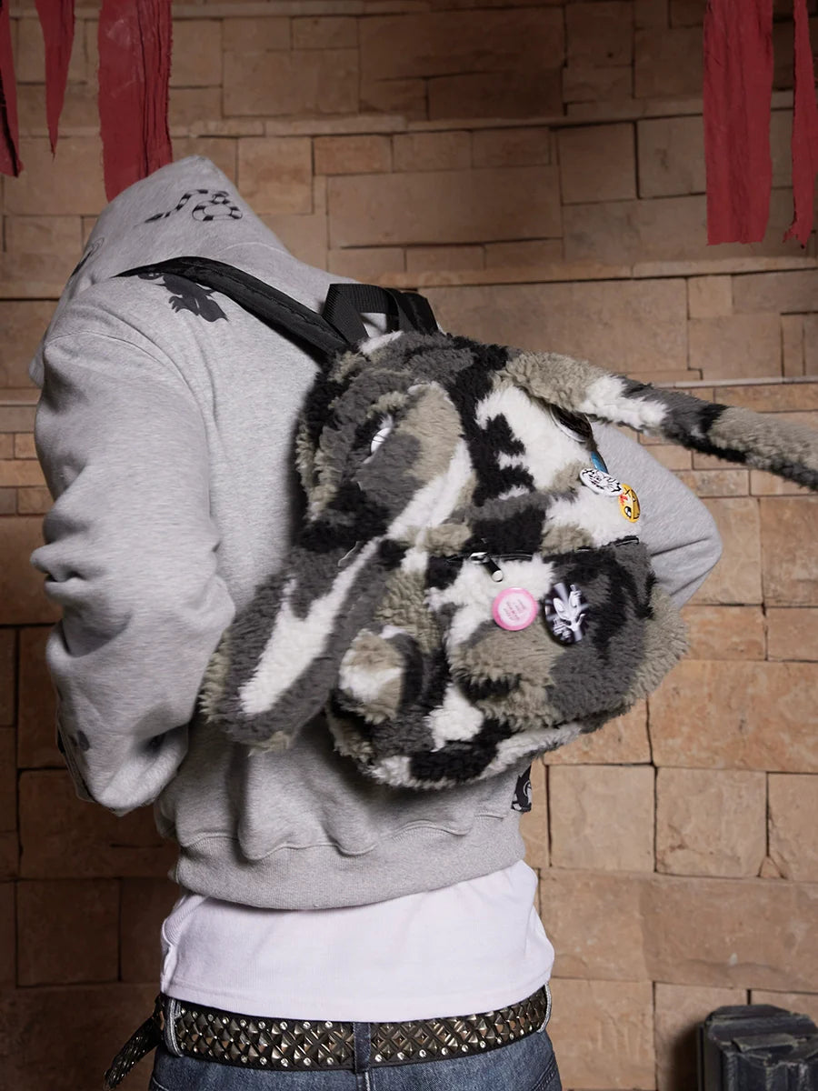 DND4DES Camouflage Rabbit Fur Backpack