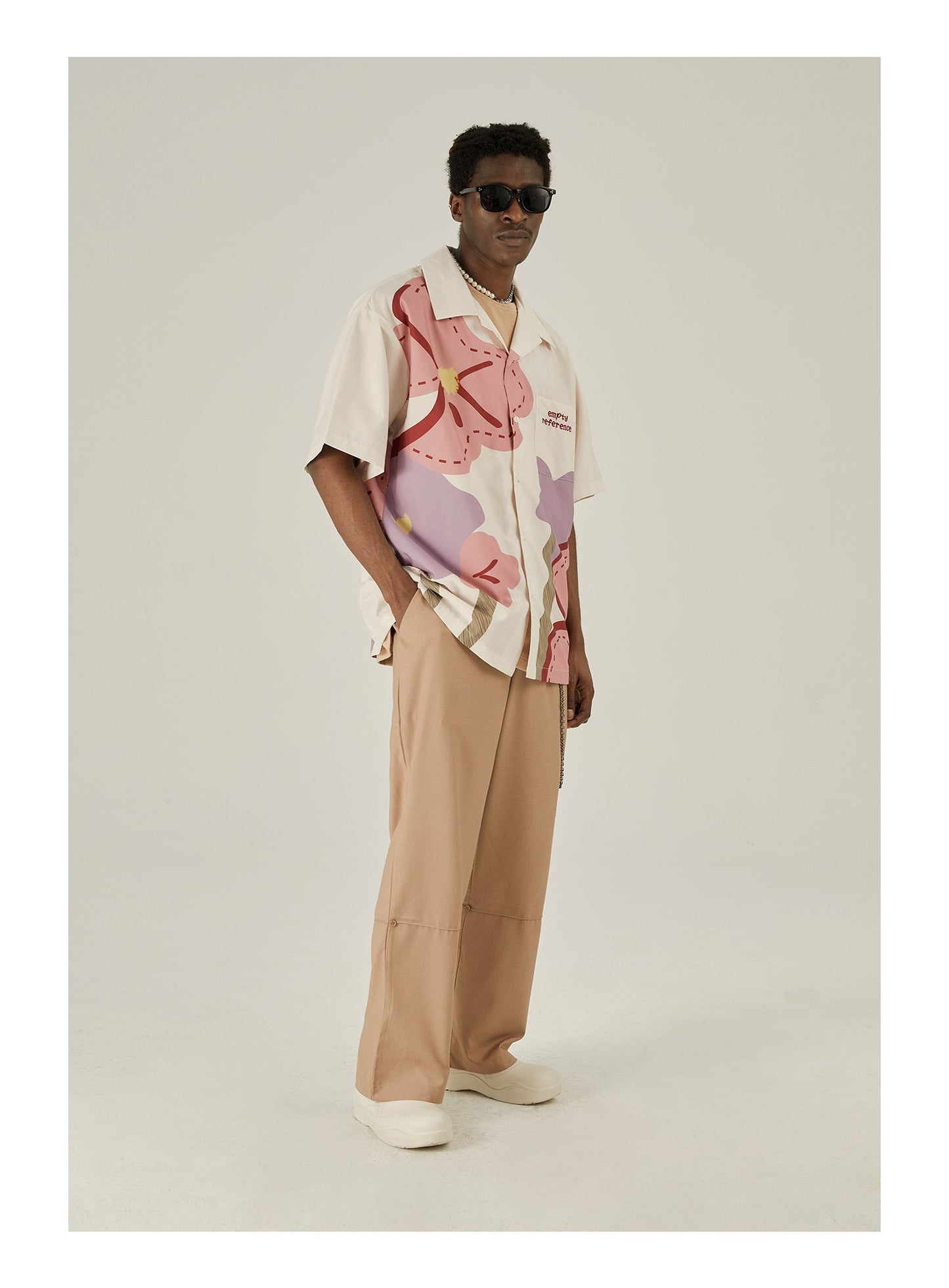 Loose Floral Print Button-Up Shirt - EMPTY REFERENCE