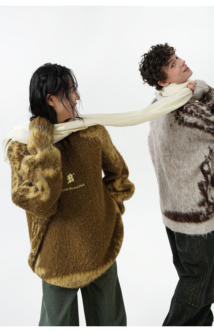 BJHG Textured Jacquard Knit Sweater