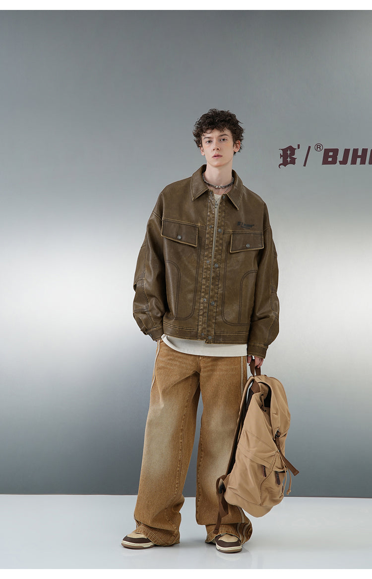 BJHG Classic Retro Motorcycle Jacket