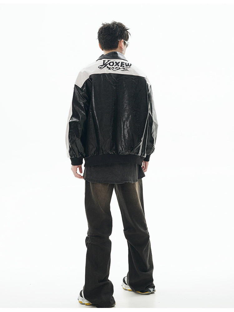 GCINIM Dual-Color Faux Leather Jacket