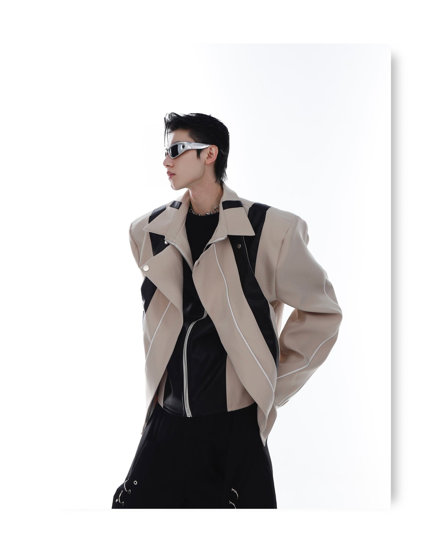 CulturE Contrast-Panel Biker Jacket