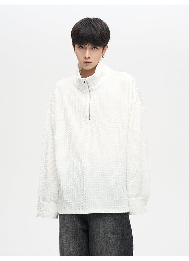 77F7GHT Ribbed Fleece Jacket with Quarter Zip