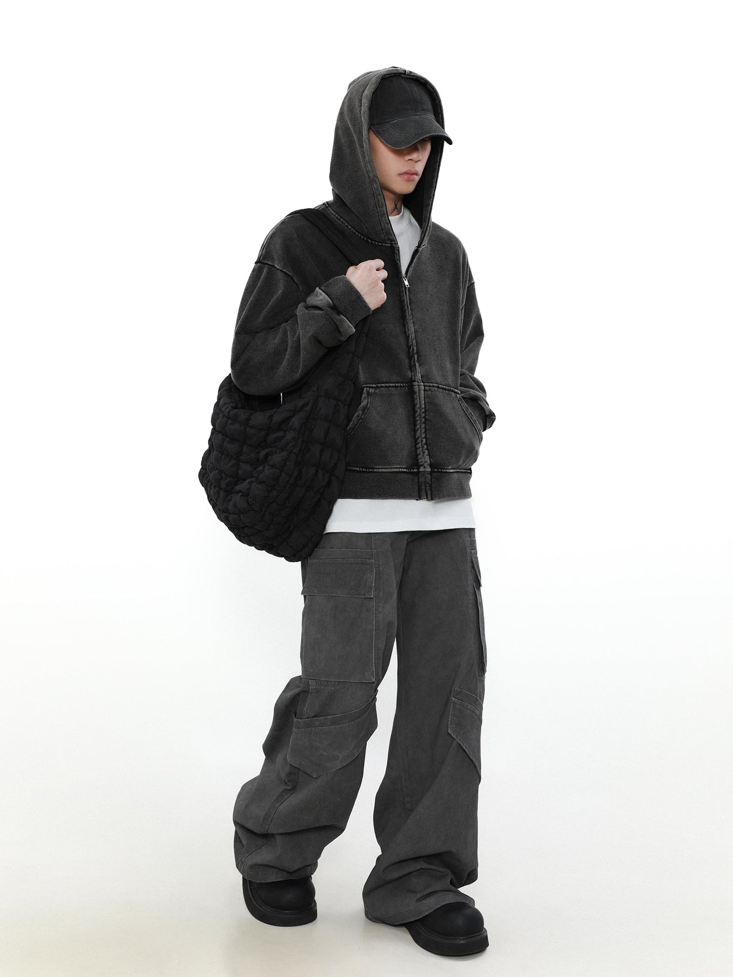 MRNEARLY Vintage Washed Heavyweight Zip Jacket