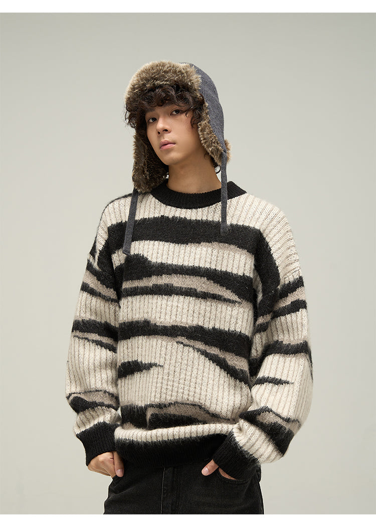 WLNEXT Two-Tone Striped Sweater
