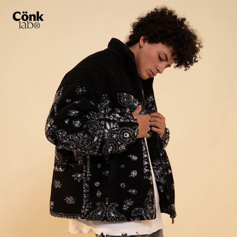 CONKLAB Fleece Jacket with Bandana Print