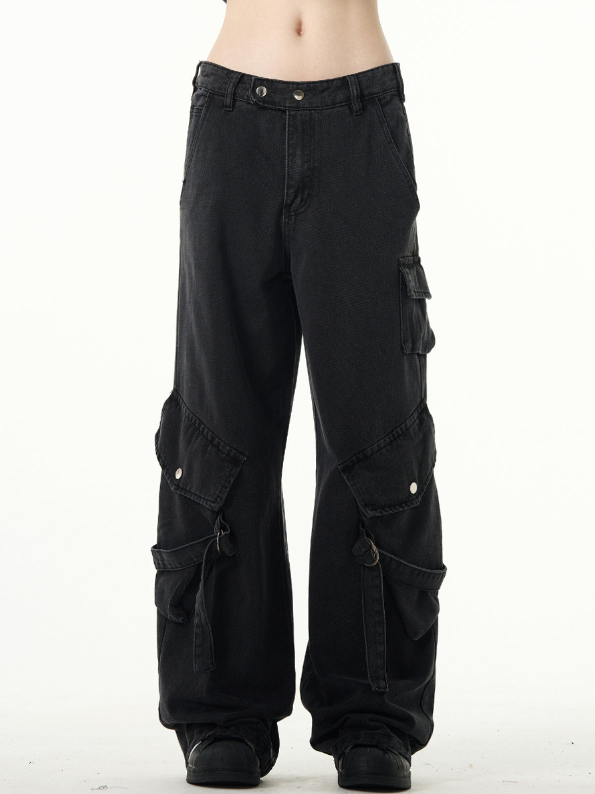 MADWITCH Kuro Denim Cargo Pants with Strap